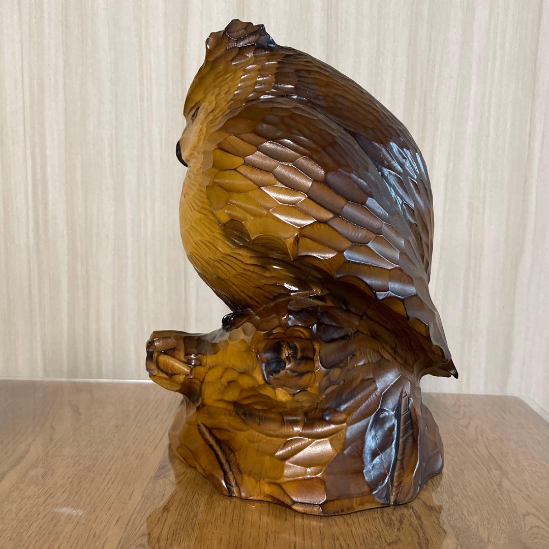 木製フクロウの置物 約33cm