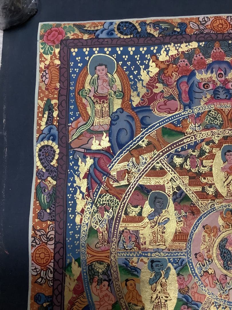 《 チベット密教　新品　1点物 》 手描き　曼荼羅　仏陀　六道輪廻　仏教　c2