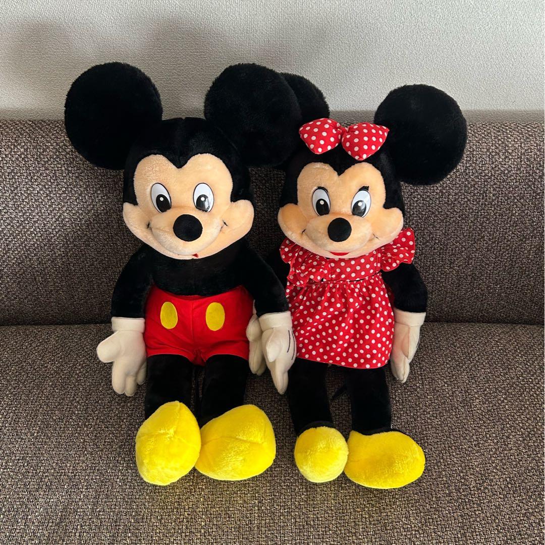 ディズニーヴィンテージミッキー&ミニーマウス大サイズぬいぐるみ約70cm日本製