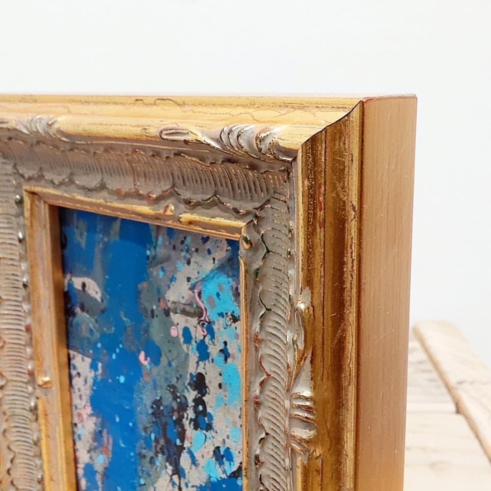 内野隆文　絵画　抽象画　段ボールにアクリル　アート作品　現代美術　ミニ額　額縁