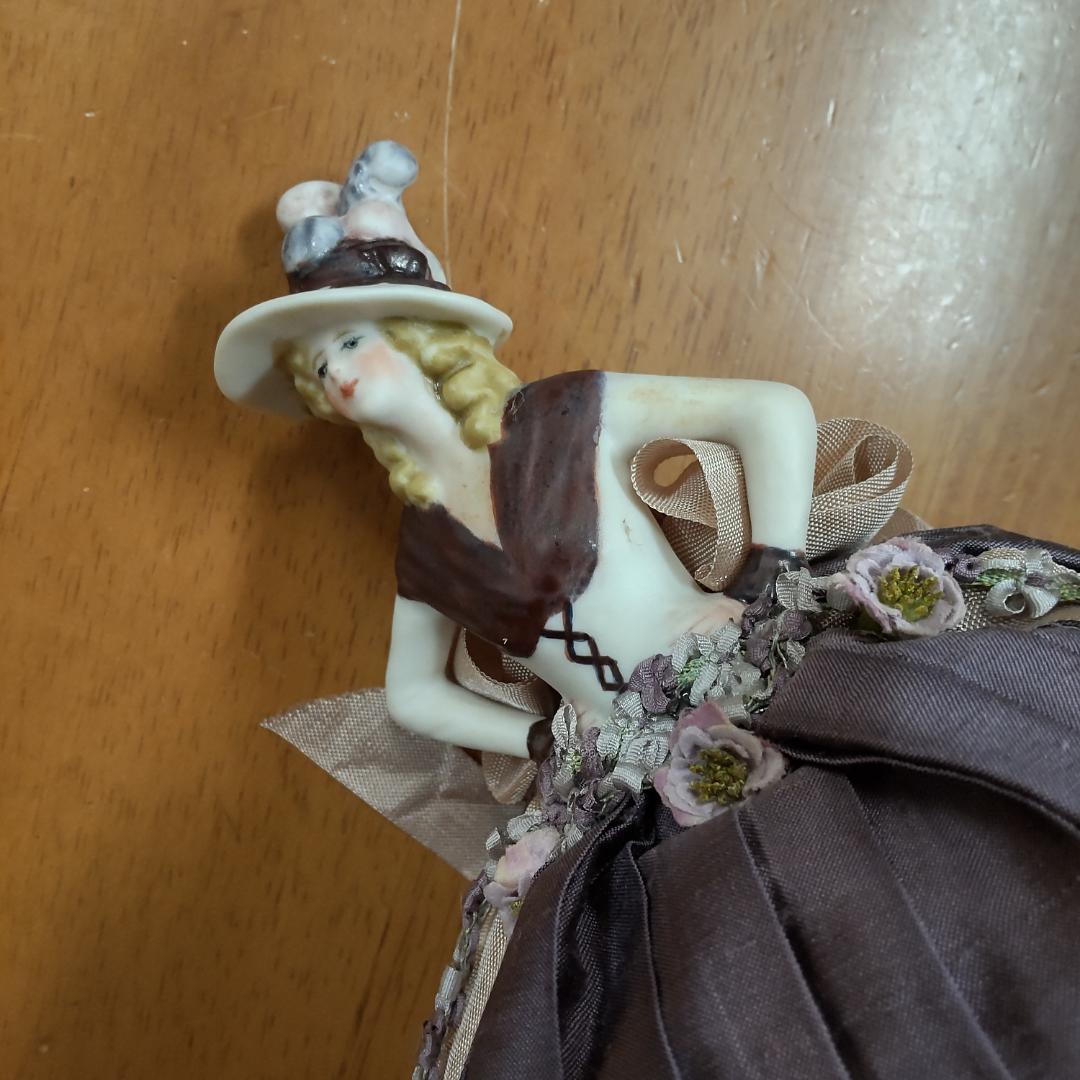 ハーフドール　ピンクッション　バイオレット　アンティーク風