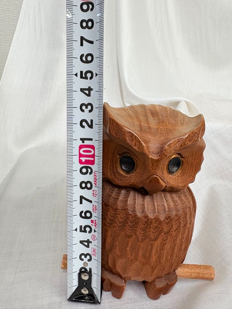 置物　木彫り　フクロウ　梟　魔除け　縁起物 オブジェ