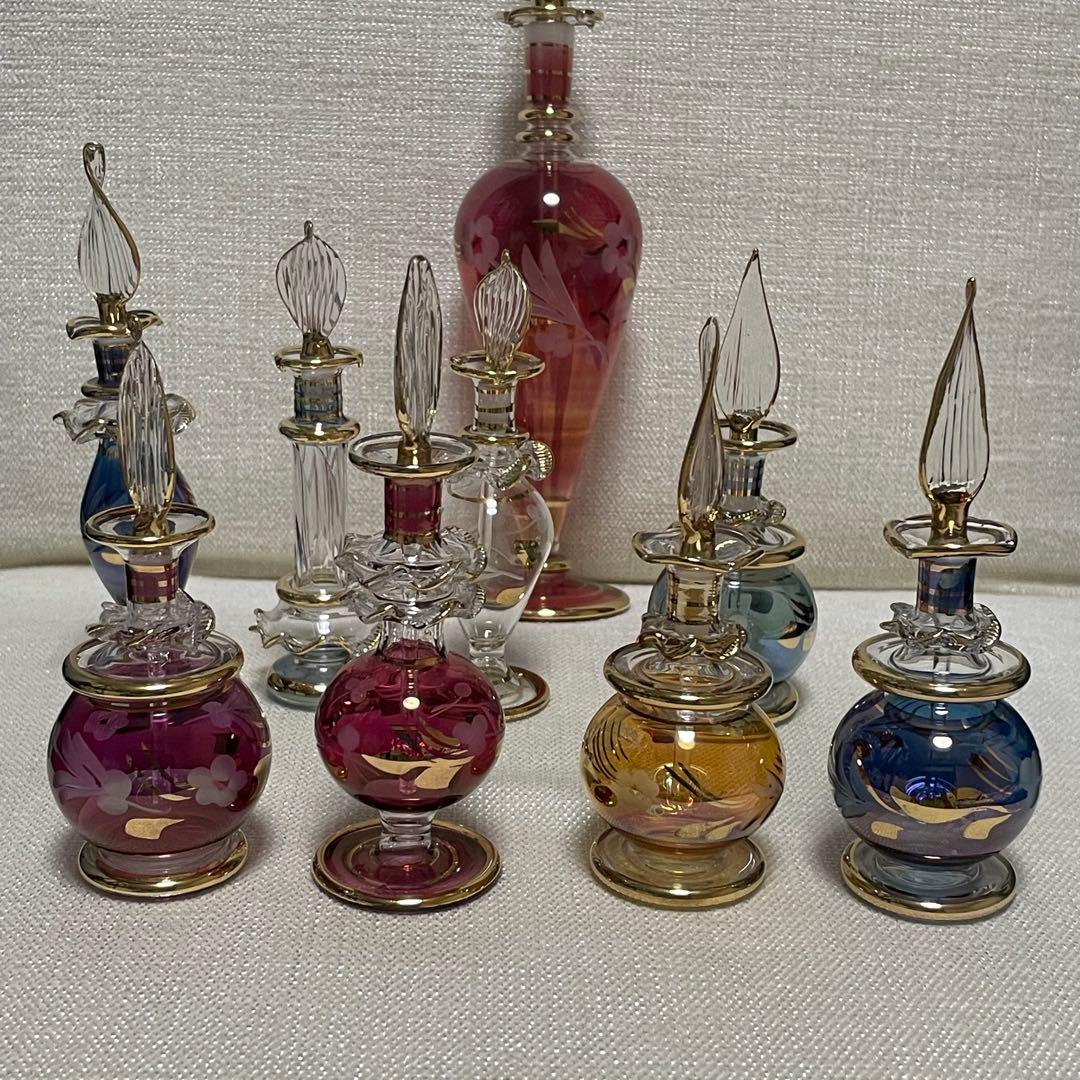 エジプト　香水瓶　ガラスボトル　ガラス工芸　アートグラス　合計9本セット　未使用