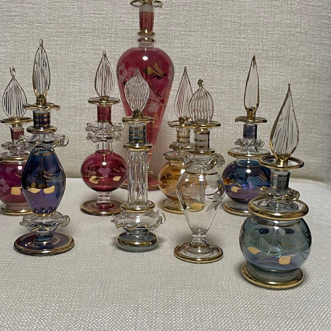 エジプト　香水瓶　ガラスボトル　ガラス工芸　アートグラス　合計9本セット　未使用