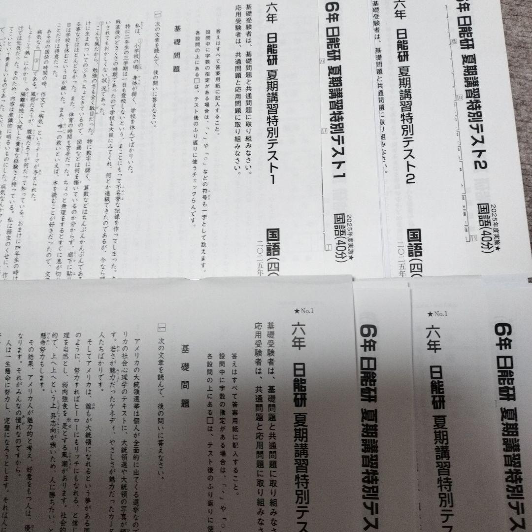 2025年　日能研　全国公開模試６年１１回分(１年分)➕️春期夏期テスト➕️前期