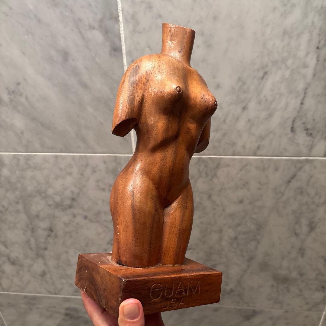 アメリカビンテージ　ミッドセンチュリー生命感のある造形美　裸婦像の木彫り彫刻