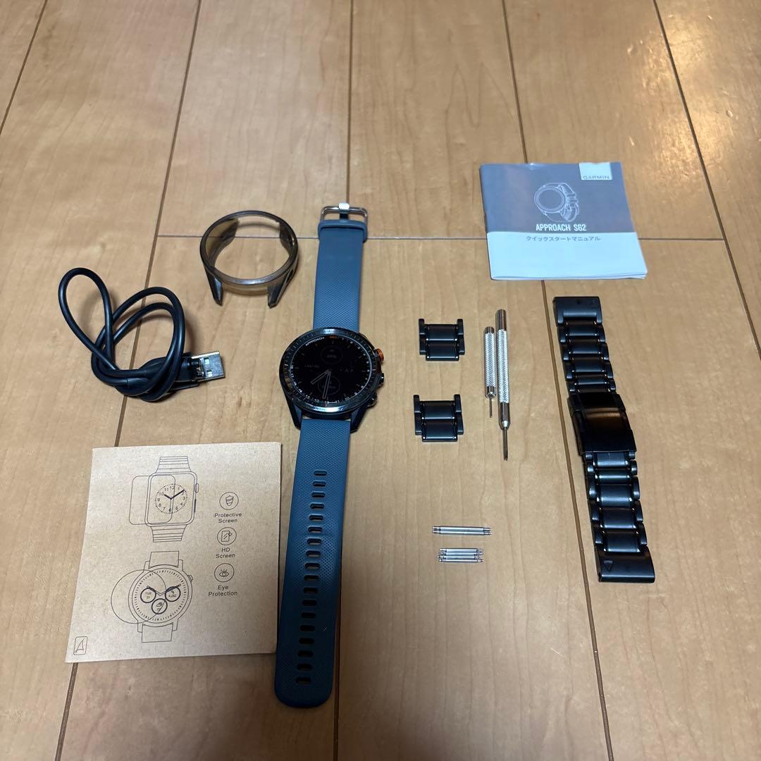 GARMIN Approach S62 GPSゴルフウォッチ 金属製のベルト付き