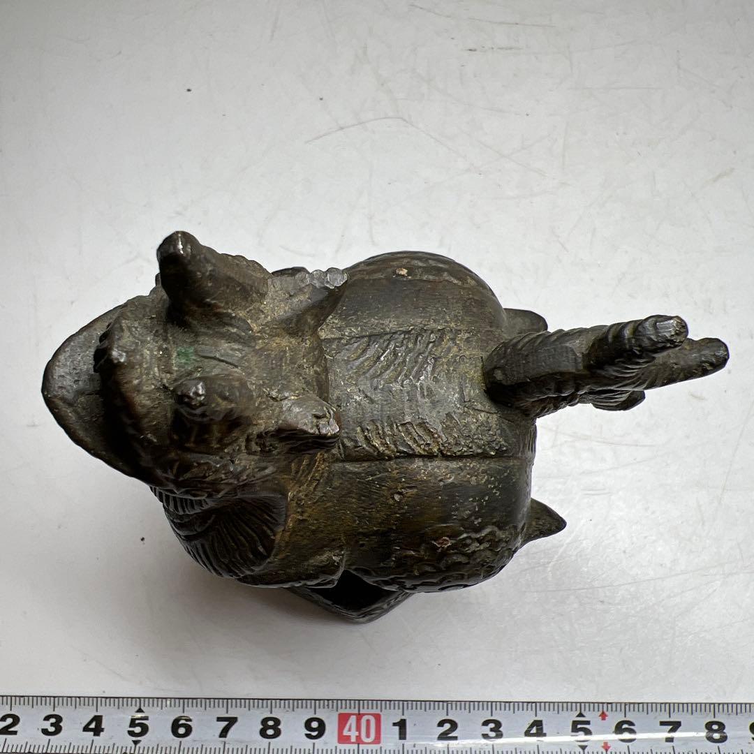 中国古玩古銅鳥置物　ケース付　733g高12.5㎝　東Y7-0702⭐︎2Fトヒオ