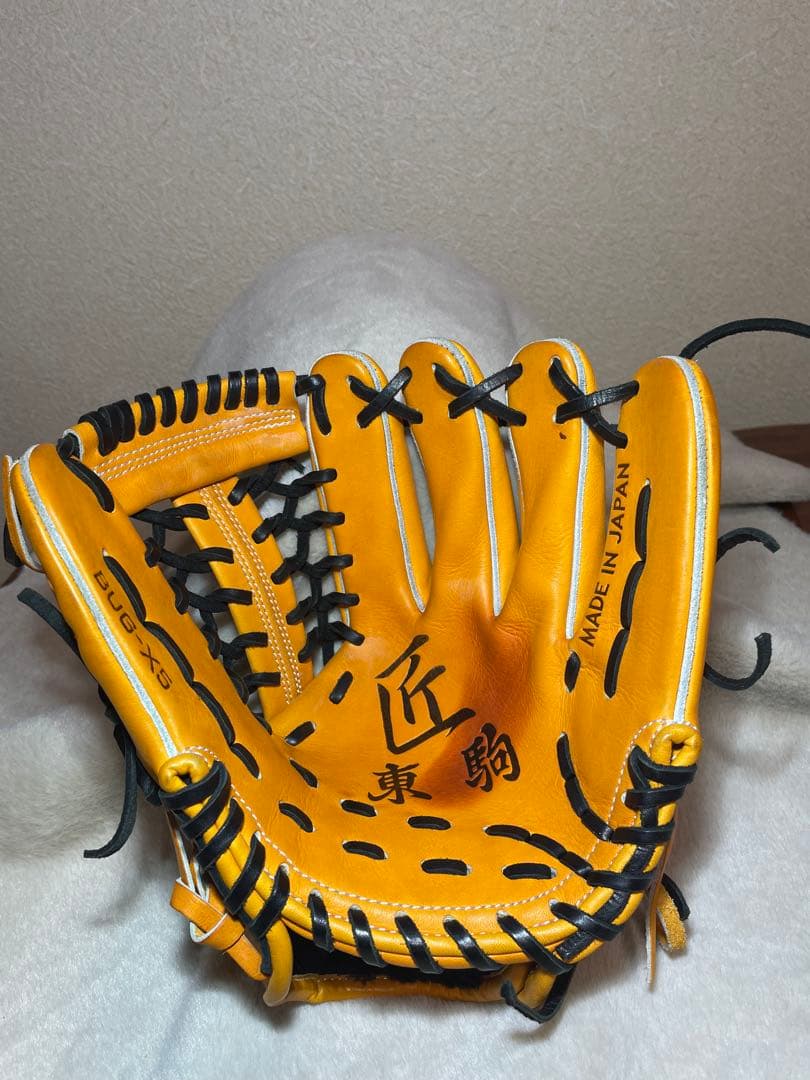 野球　オレンジ レザー 硬式グローブ　東駒
