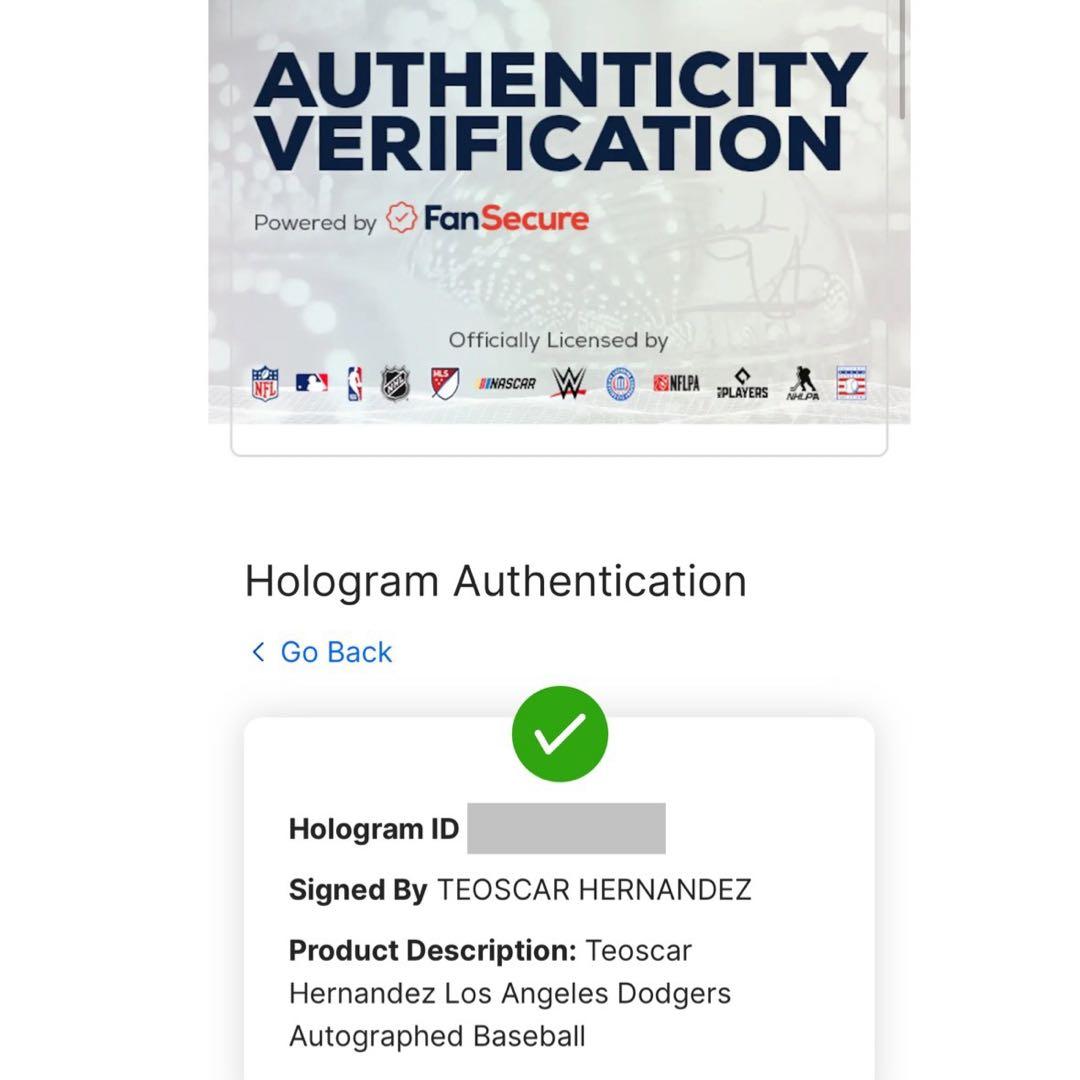 正規品！ドジャース ヘルナンデス 直筆サイン ボール MLB ホログラム