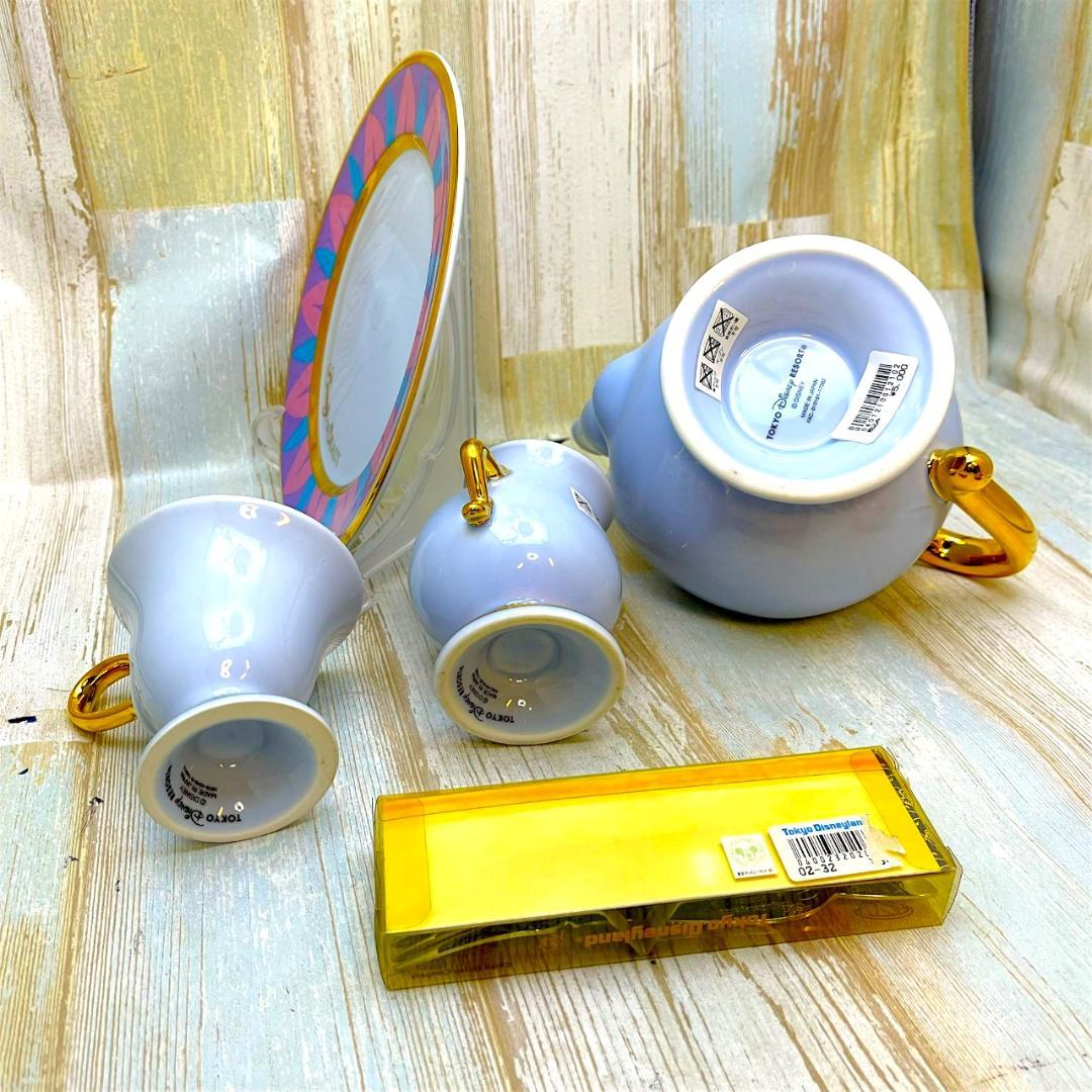 美女と野獣 ポット夫人 チップ ティーセット★シュガーポット お皿 5点セット