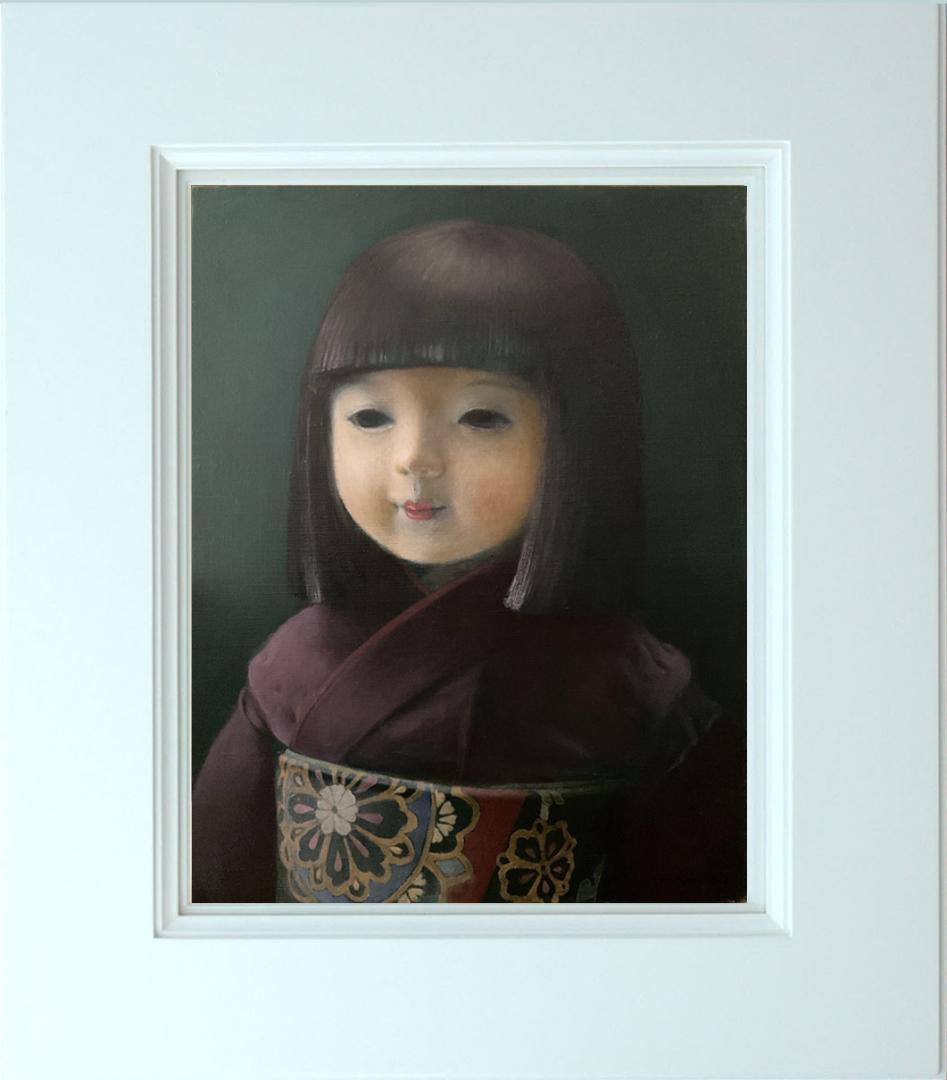 ❤️新作 油絵 菅家令子絵 絵画インテリアF6-010426 市松人形 日本人形