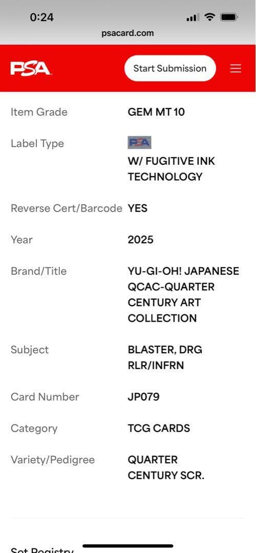 【PSA10:鑑定25枚】焔征竜－ブラスター　クオシク　遊戯王