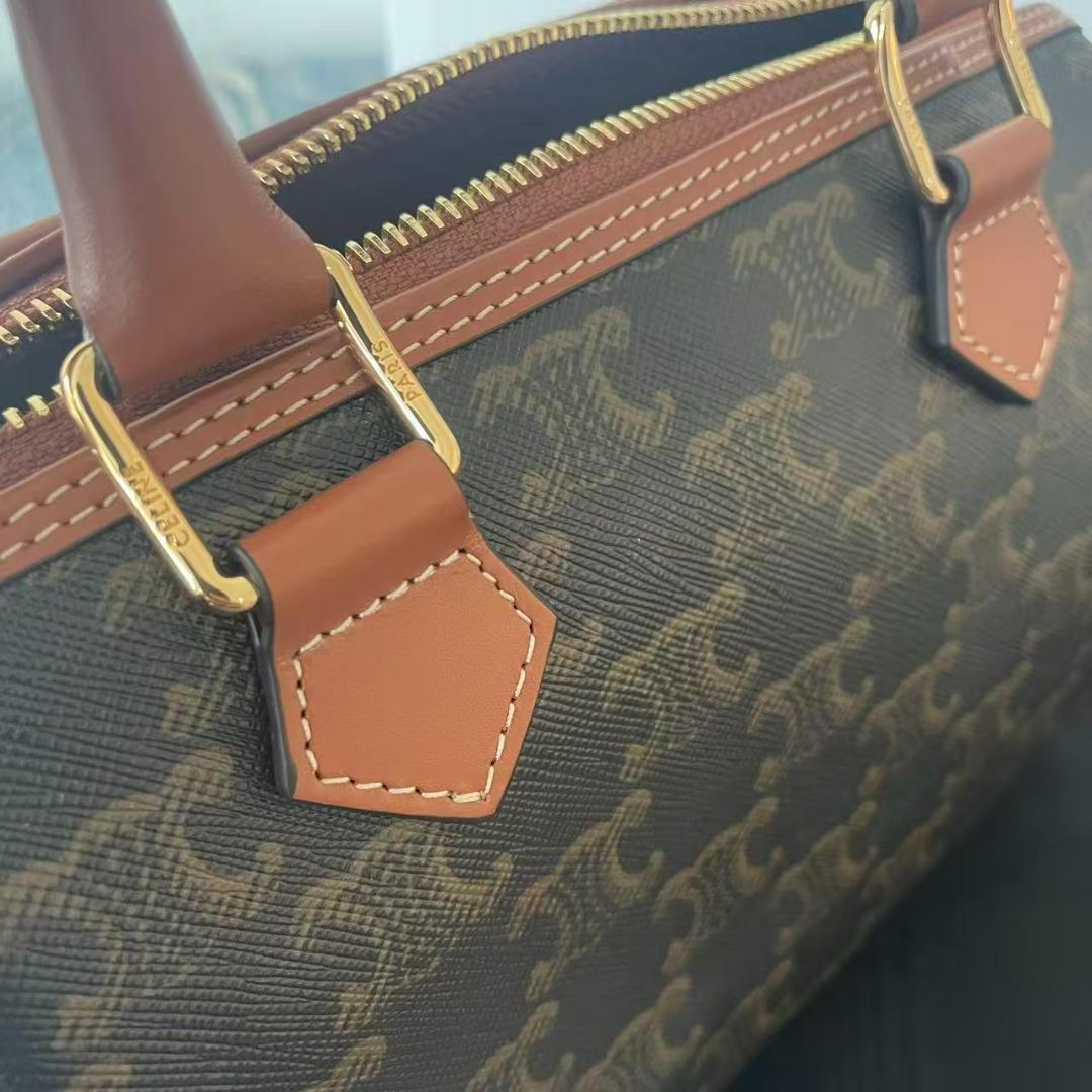 美品 スモールボストン トリオンフキャンバス＆カーフスキン