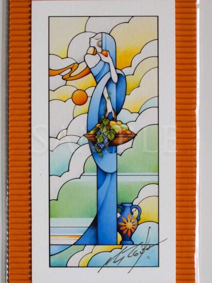 千葉政助・版画「献身」直筆サイン、落款入り