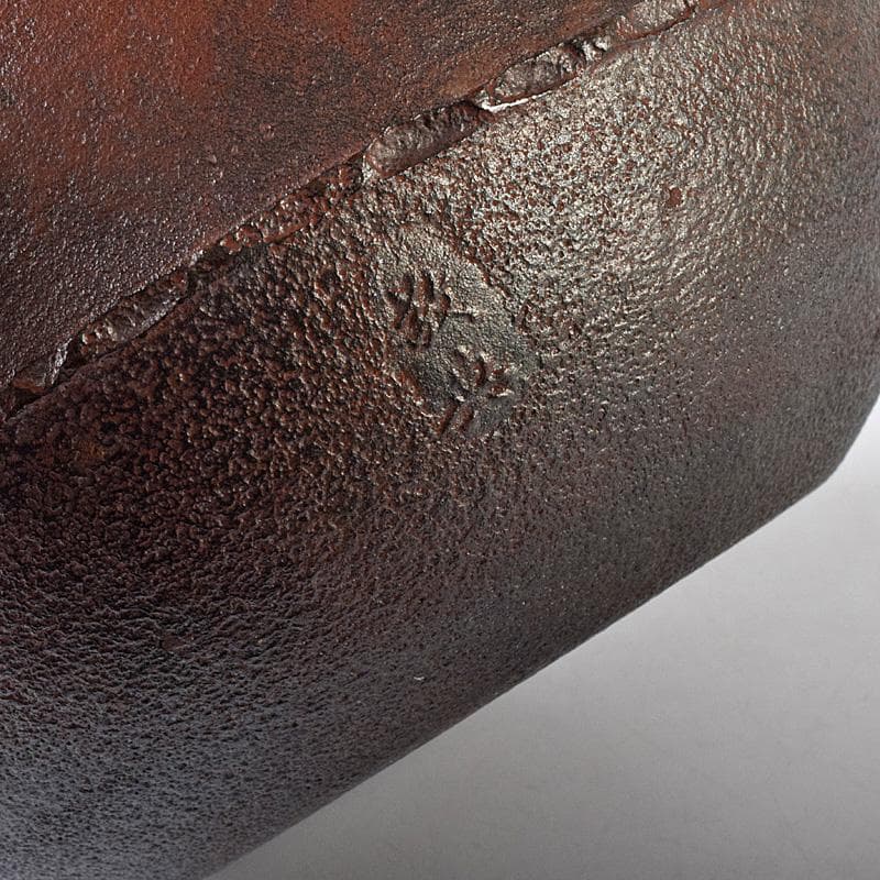 茶道具　人間国宝　釜師　高橋敬典作　桐地紋　真形釜　共布共箱　V　R8334B