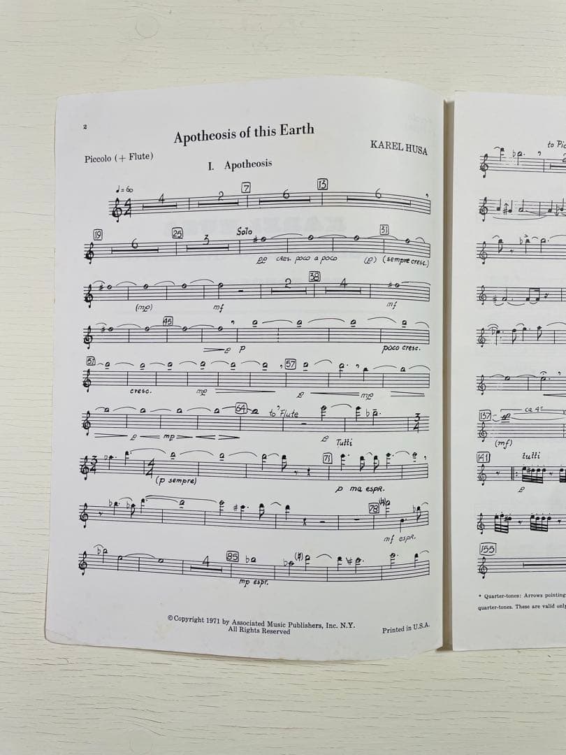 KAREL HUSA Apotheosis of this Earth吹奏楽楽譜
