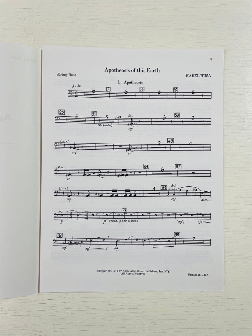 KAREL HUSA Apotheosis of this Earth吹奏楽楽譜