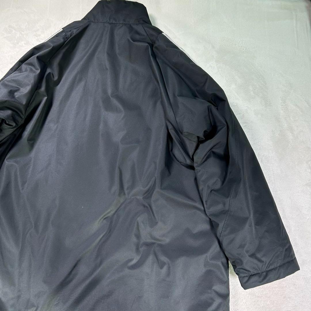 【adidas】ベンチコート　ワンポイントロゴ刺繍　3本ライン　メンズS 黒