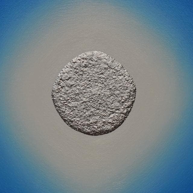 F4額装タテ46.9cm●がんどうあつし絵画油絵青プラチナシルバー銀光冷静沈静