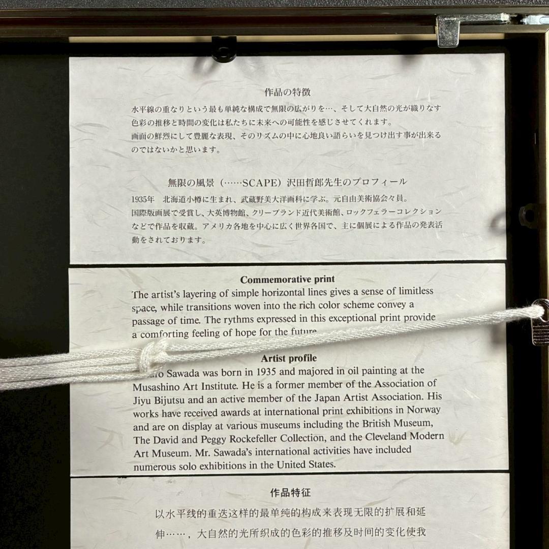 美品 沢田哲郎「GLOW」シルクスクリーン 1994年作 直筆サイン入 額縁入