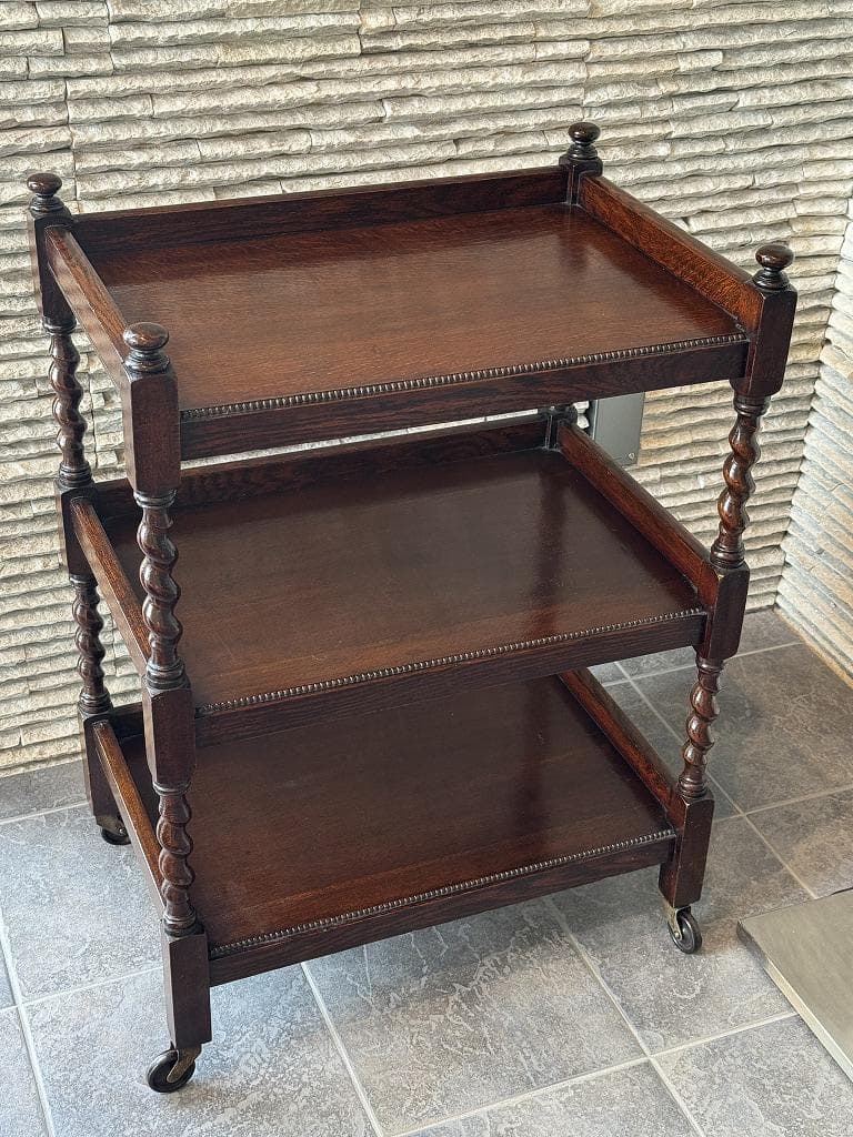 売約済み　英国　アンティーク トローリー メンテナンス済み　オーク材 ワゴン