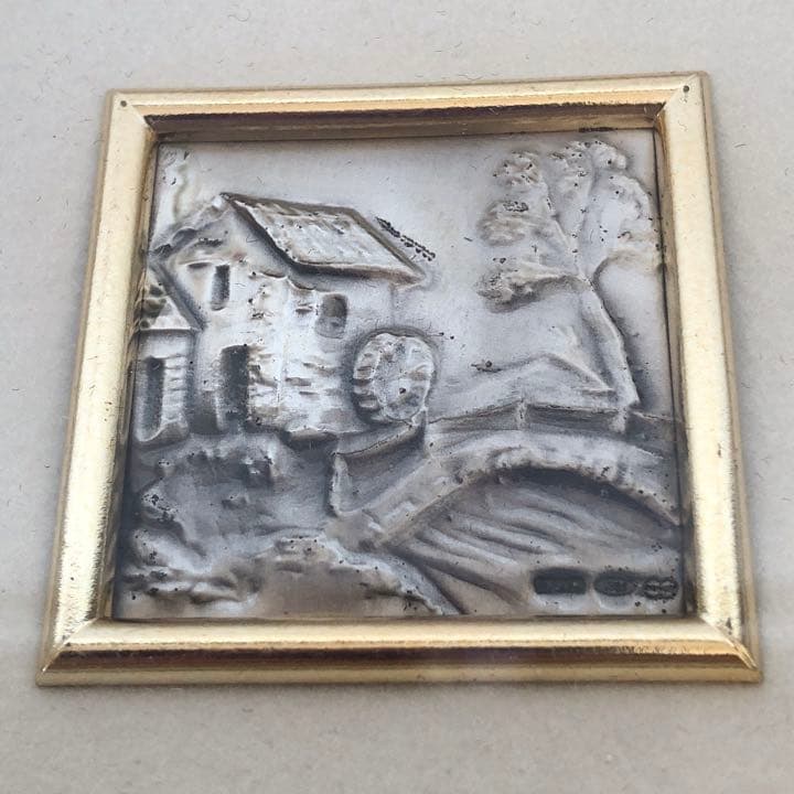 希少　ウノアエレ　純銀　ミニ絵画　銀細工　額　シルバー　イタリア　風景画　壁掛け