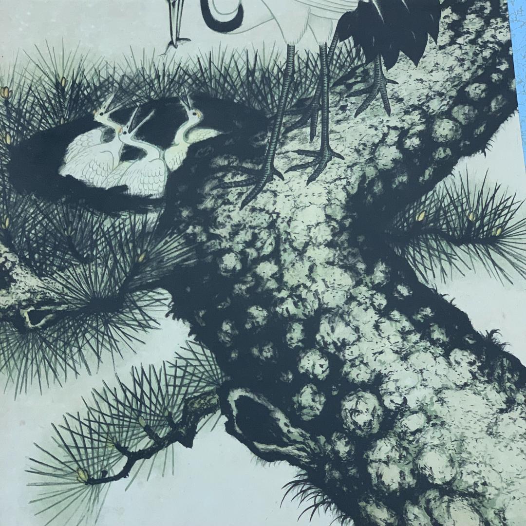 掛軸 應拳 旭松双鶴図 円山応挙? 源應擧 開運 年中掛け 日本画 美術