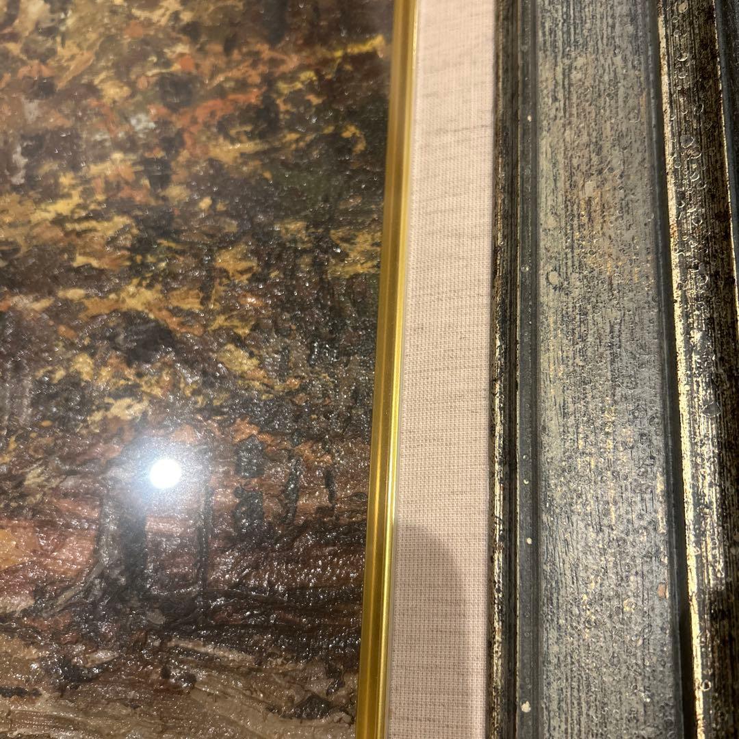 新品　木製額縁/絵入り　油彩額縁　風景画　絵画　リメイク・再利用向け 店舗在庫