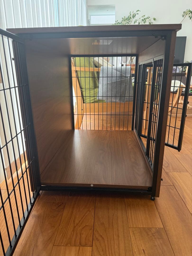 【ほぼ新品】犬用ケージ ブラウン Mサイズ 2ドア