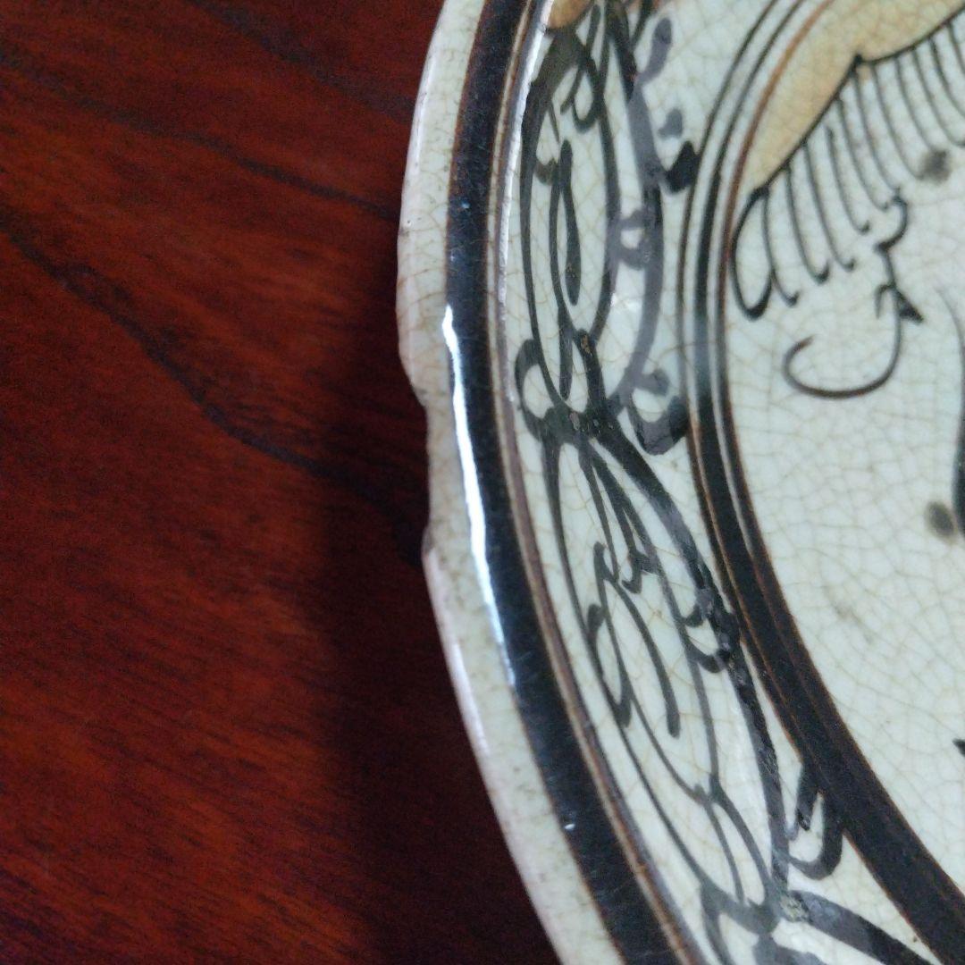 装飾陶器皿　桃山時代～江戸時代 唐津 古志野 絵志野 鳥絵 皿 瀬戸