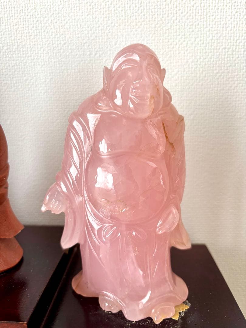 #七福神 天然石彫刻像 7体セット 木製台付き