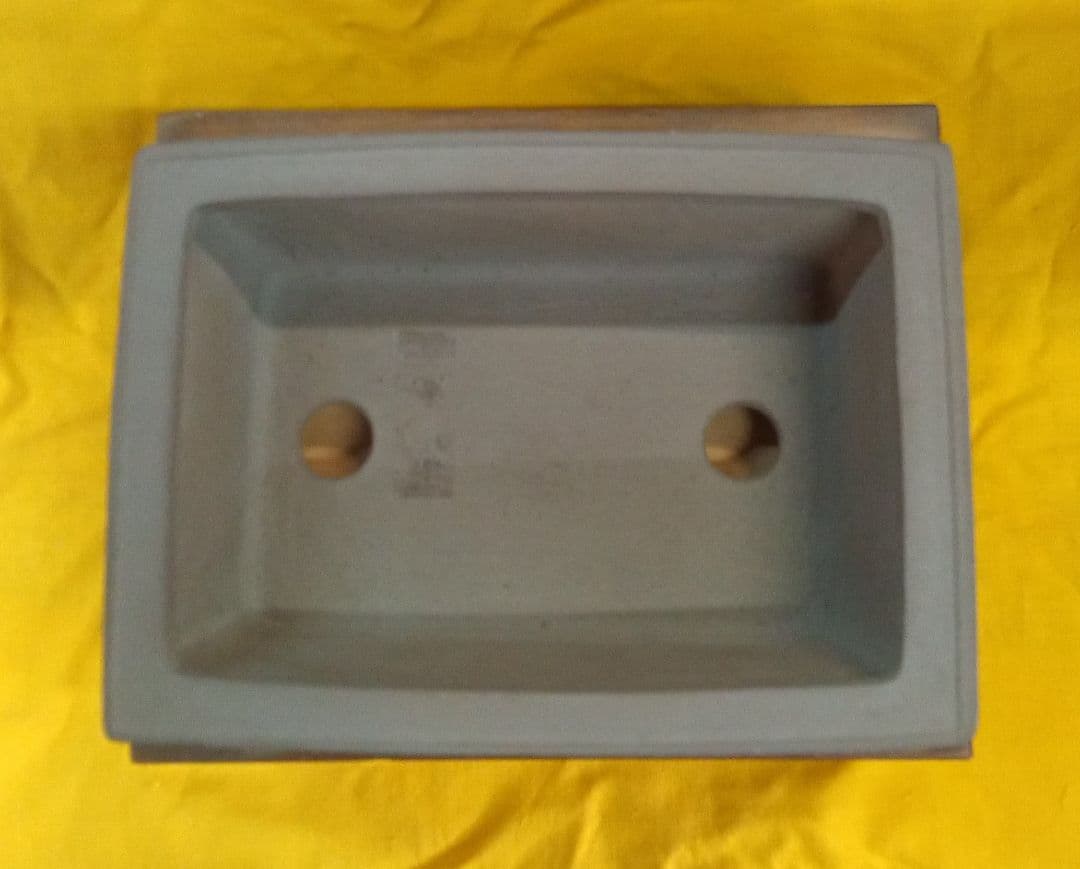 014.【寿悦】烏泥外縁/下帯長方鉢/ミニ盆栽鉢/木箱付き