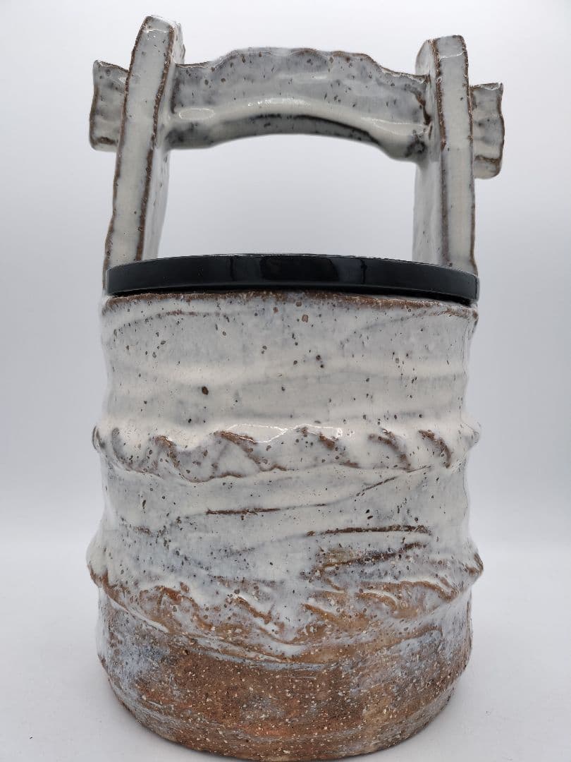 c912 水指 萩手桶割蓋付 司希衛門 木箱 茶道具 古物