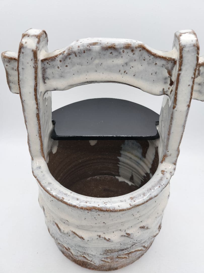 c912 水指 萩手桶割蓋付 司希衛門 木箱 茶道具 古物