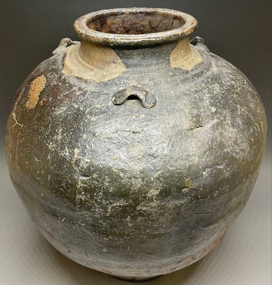 大壺　37cm 　古信楽焼　三耳壺　江戸時代　T.c543