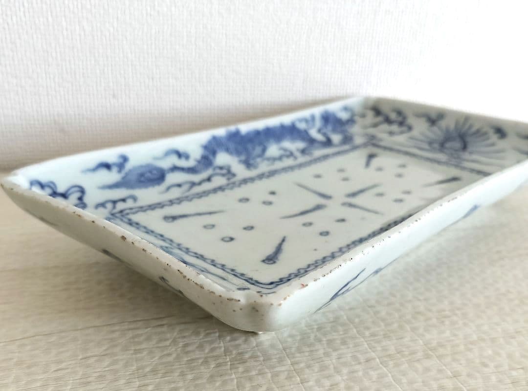 kico☆　３枚組　古伊万里　染付　線描　雲龍文　長皿