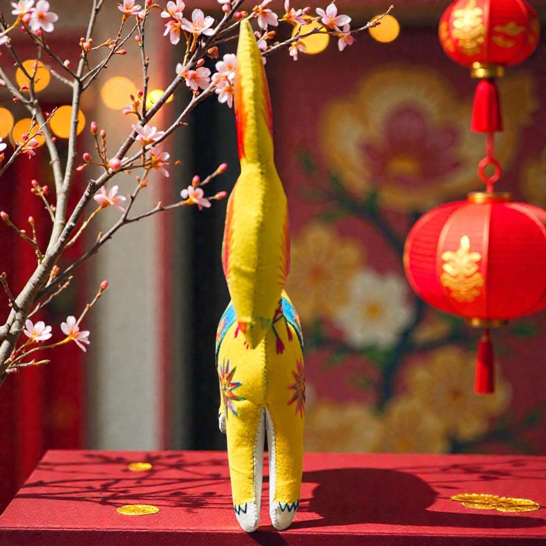 昭和期の中国民間玩具・陝西省西安 毛馿（馬/黄）郷土玩具　午年　干支飾り