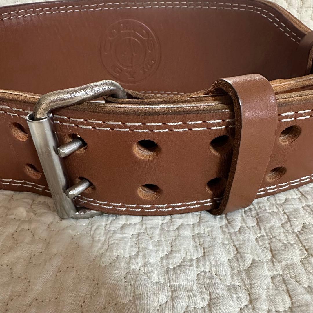 ゴールドジム　プロレザーベルト　M 筋トレ　ブラウン　フィットネス　レザー　体幹