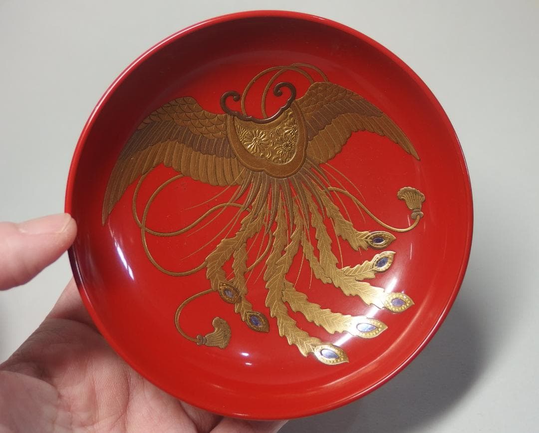 時代蒔絵鳳凰図盃一対/隠れ蓑/宝尽くし/吉祥紋/酒盃/加賀蒔絵