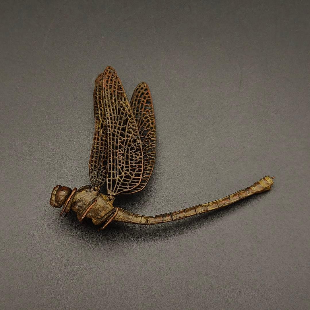 ホ*マ様 銅製置物　勝虫　蜻蛉　トンボ　雨宮宗作　関節可動　金工品　茶道具