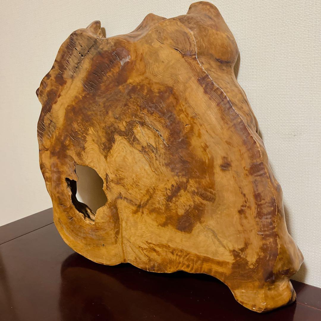 ふ【一点物】天然木 銘木 敷板 花台 飾り台 自然穴 骨董