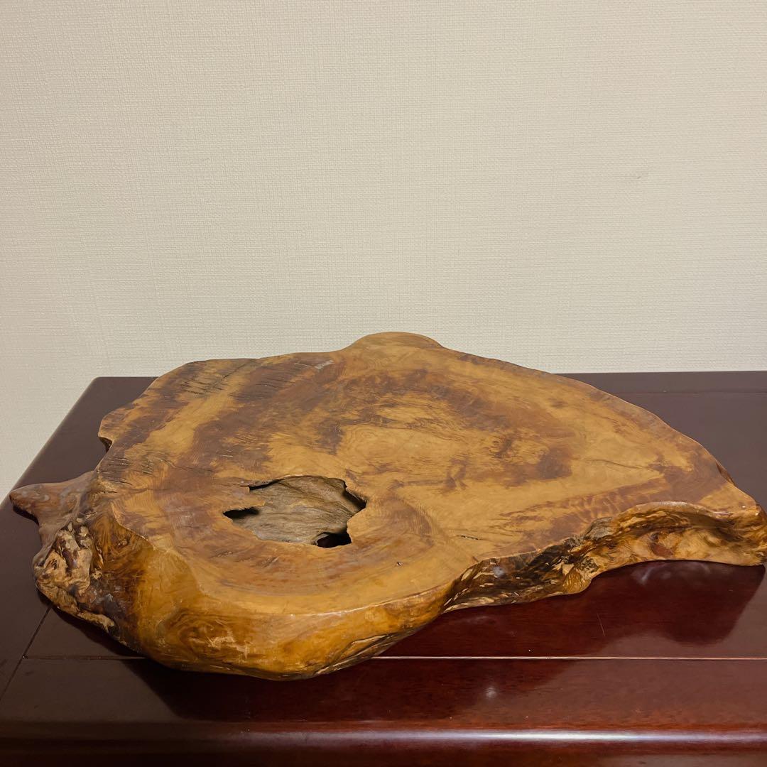 ふ【一点物】天然木 銘木 敷板 花台 飾り台 自然穴 骨董