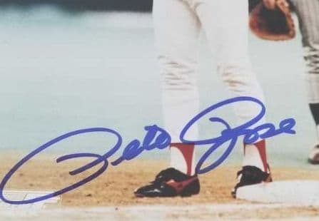 ピート・ローズ選手、直筆サイン入り、フォトグラフ、証明書付き。