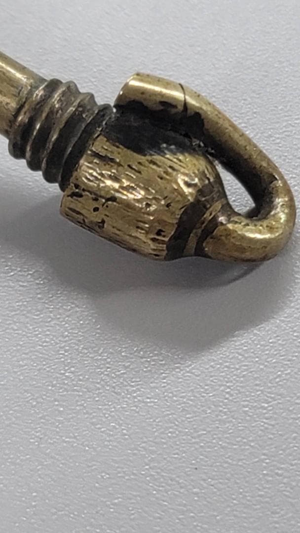 時代物　古銅　象嵌装飾入り　矢立て　書道具　筆入り　小さい