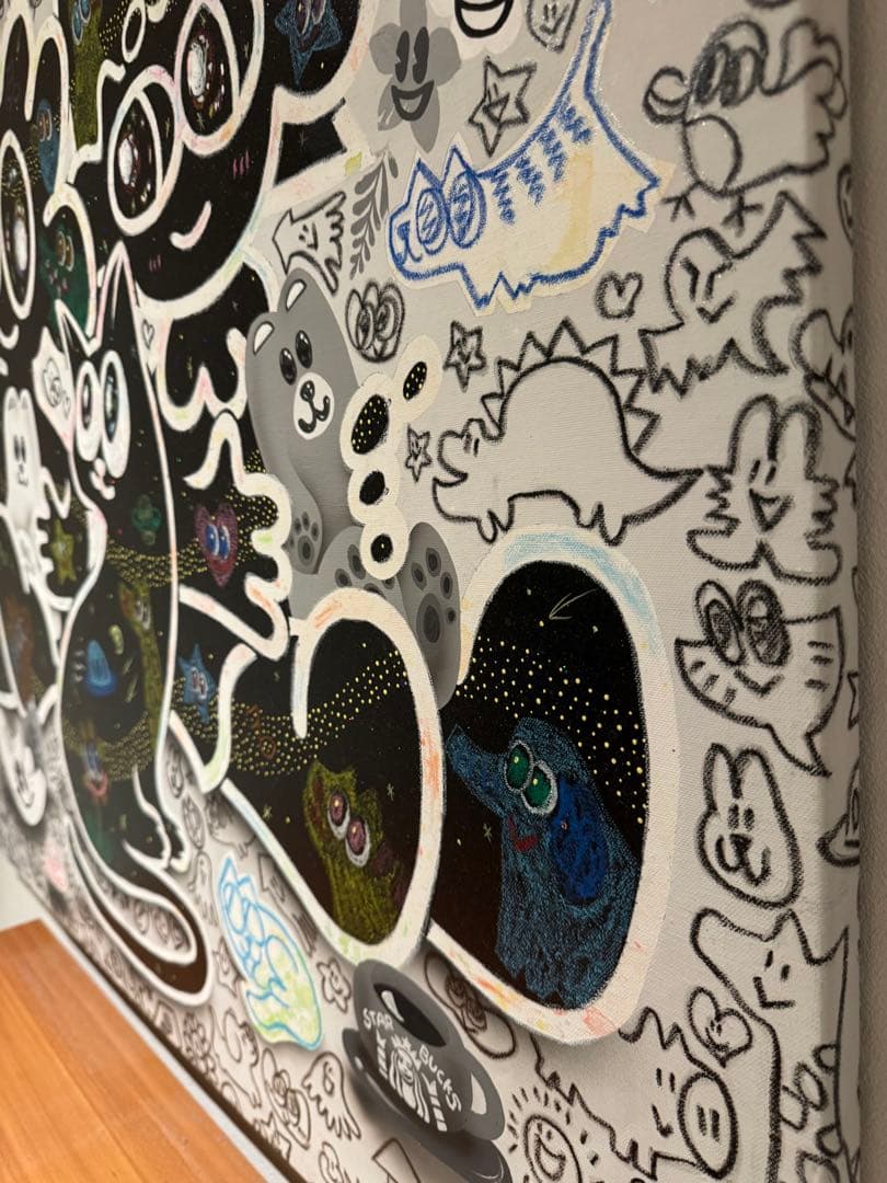 戸田悠理 キャンバス作品　原画YUM AND RIN HELLO!