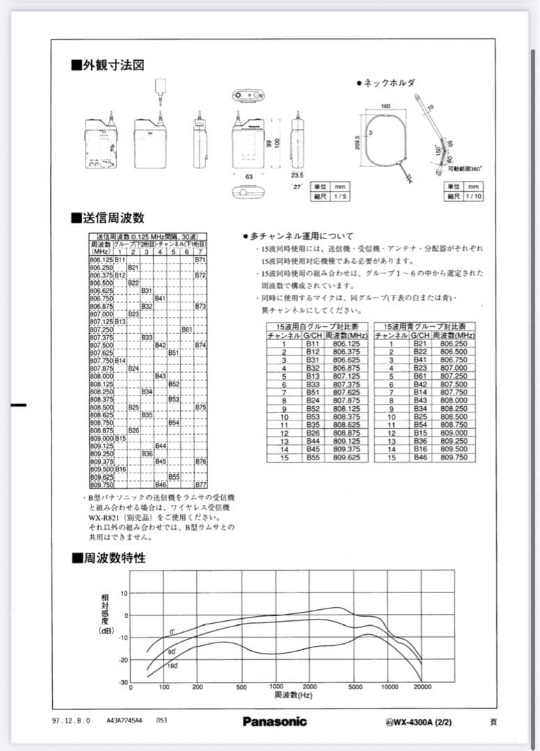 《激レア》パナソニック ピンマイク　ワイヤレスマイクロホンWX-4300A