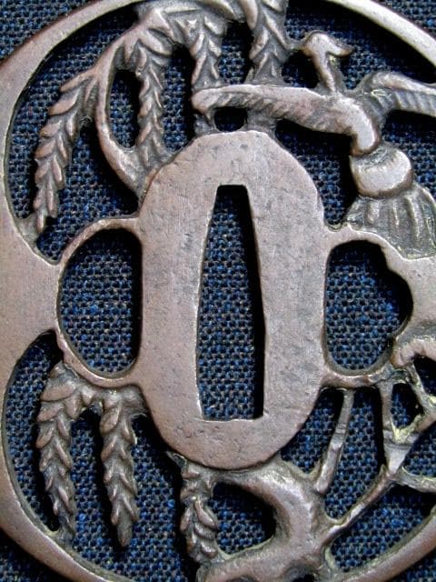 ★武具　刀装具　刀　脇差　透かし銅鍔　鏡師　江戸末期　箱付★