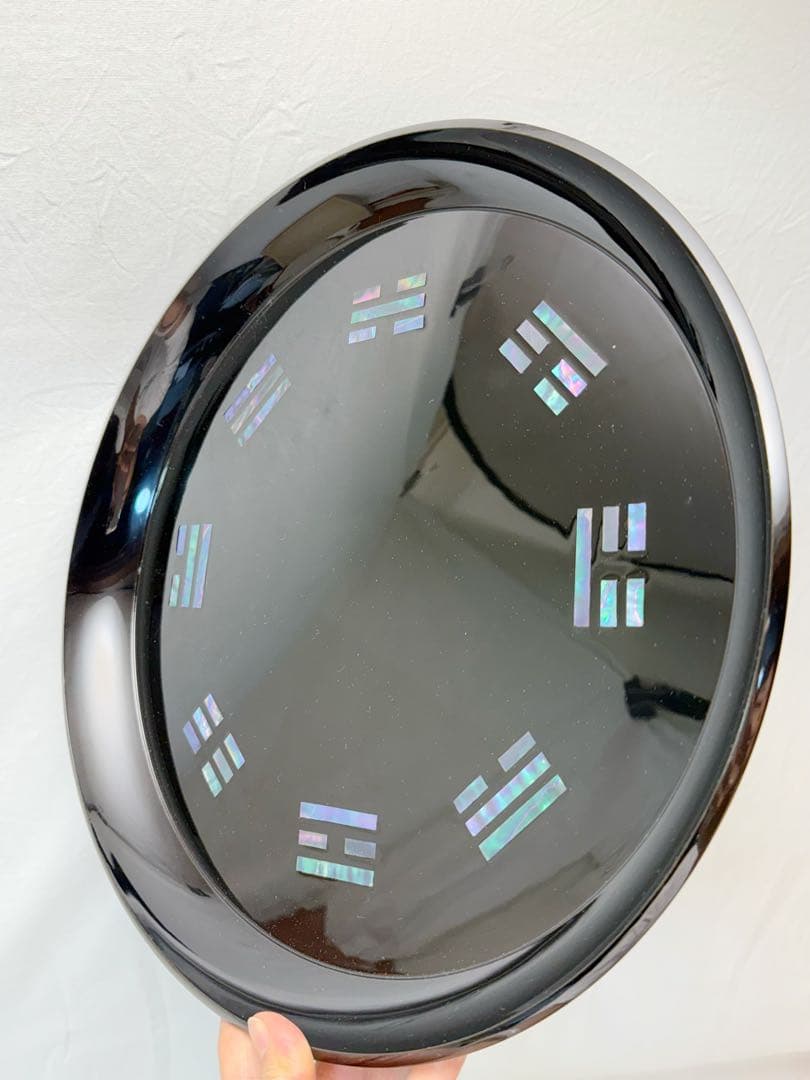 未使用 茶道具 黒塗 螺鈿細工 青貝 八卦盆 丸盆 茶器 元箱