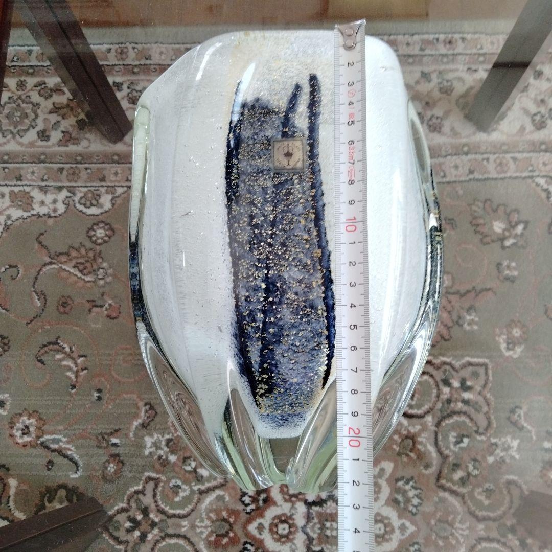 高級芸術名作 日本製ガラス大花瓶 美しい硝子細工大き目サイズ硝子芸術品